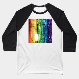 Rainbow Mirrored Disco Ball Pattern Baseball T-Shirt